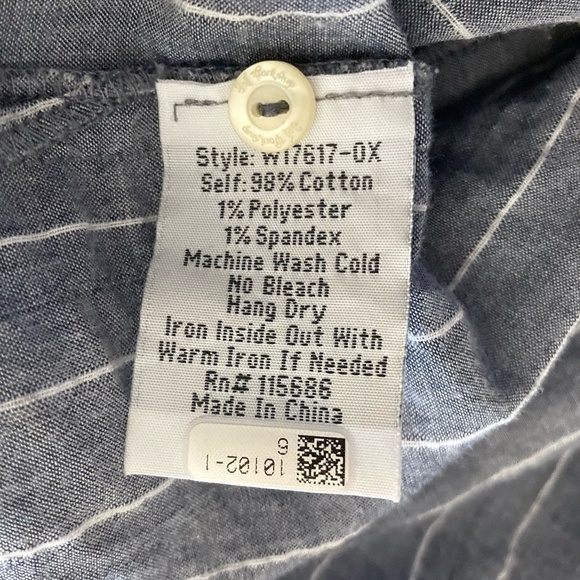 JOHNNY WAS WORKSHOP Stars & Stripes Lace-Up Top Gray Chambray Boho - Picture 13 of 13